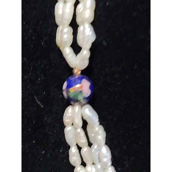 Pearl Strand Necklace And Bracelet 14 K Gold Clasp cloisenne beads - Picture 7 of 10